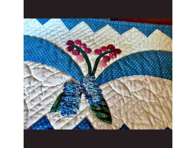 EXQUISITE Hand-Stitched Hand-Appliqued Baltimore Album Quilt with Sawtooth Patchwork