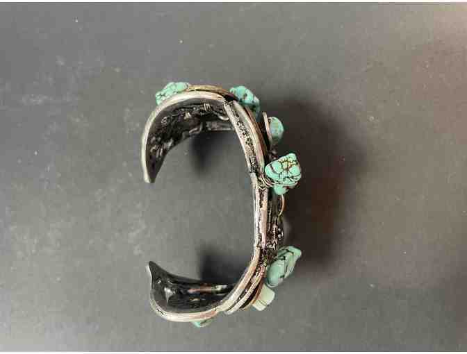 'Turquoise' and Metal Disc Wrist Cuff