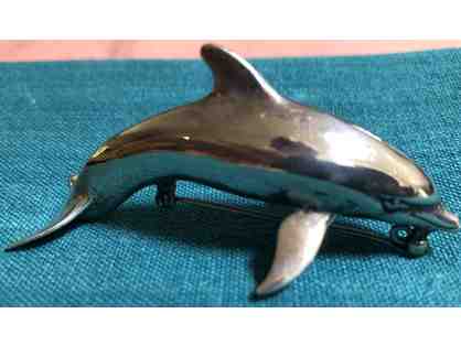 Solid Silver Leaping Dolphin pin