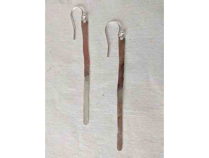 Forged Argentium Silver Icicle Earrings