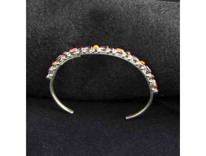 Zuni or Navajo Sterling Silver and Spiny Oyster Stone Dot and Dash Bracelet