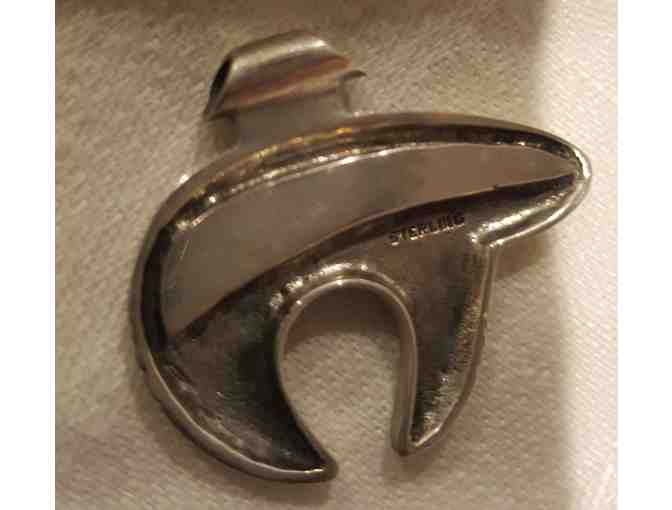Sterling Silver and Stone Inlay Spirit Bear Pendant