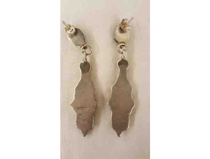 Vintage Blue Green Turquoise and Sterling Silver Earrings