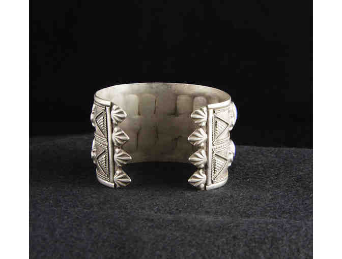 Vintage Lapis and Silver-plated Cuff Bracelet
