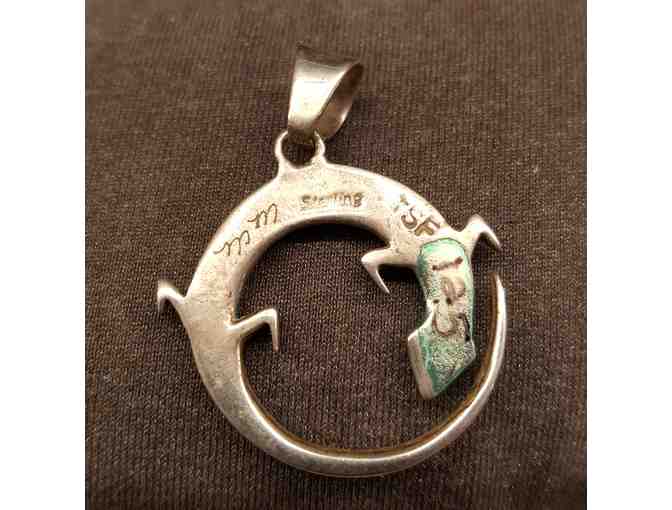 Handmade Sterling and Semi-precious Stone Lizard Pendant, A Touch of Santa Fe