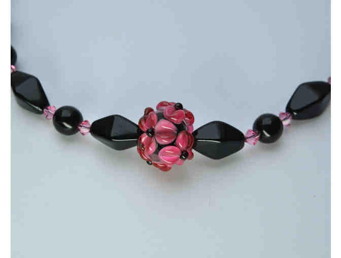 Black Onyx and Lampwork Beaded Necklace