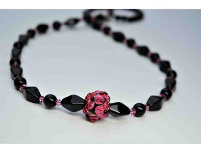 Black Onyx and Lampwork Beaded Necklace