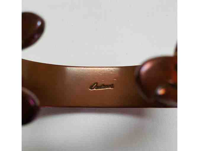 Copper Cuff Bracelet with Pale Green Stone