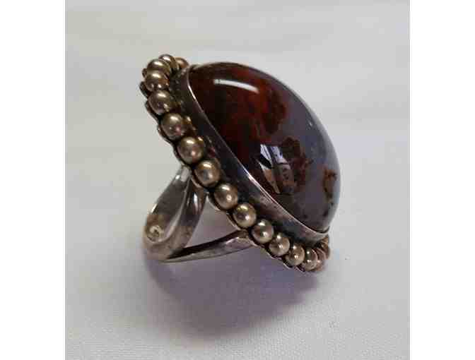 Sterling Silver and Blue Chalcedony in Matrix Ring by Artie Yellowhorse