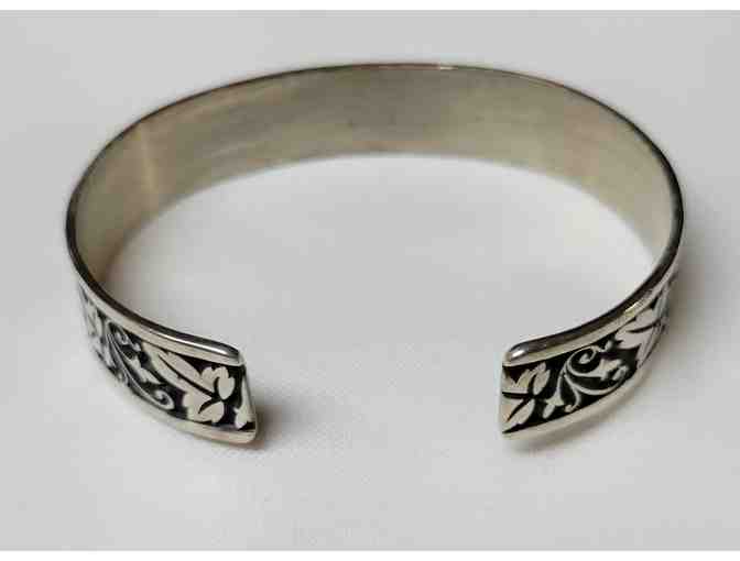 Sterling Silver Cuff Bracelet with Leaf Motif, Ed Levin