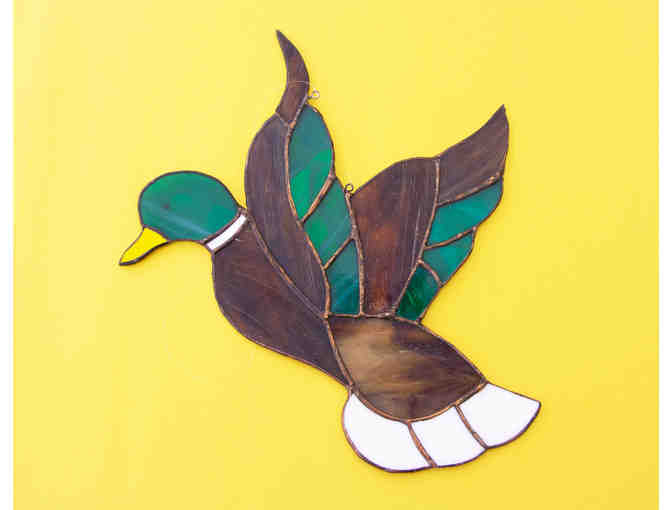 'Mallard Duck Taking Flight' - Stained Glass Hanger