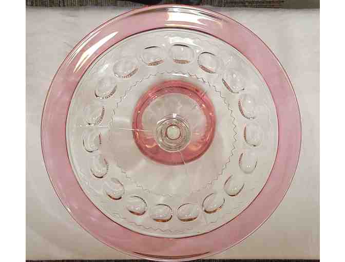 Vintage Tiffin Cranberry Glass Cake Stand