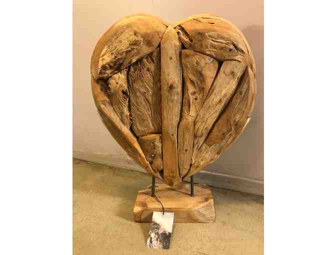 Teak Wood Heart Art Piece