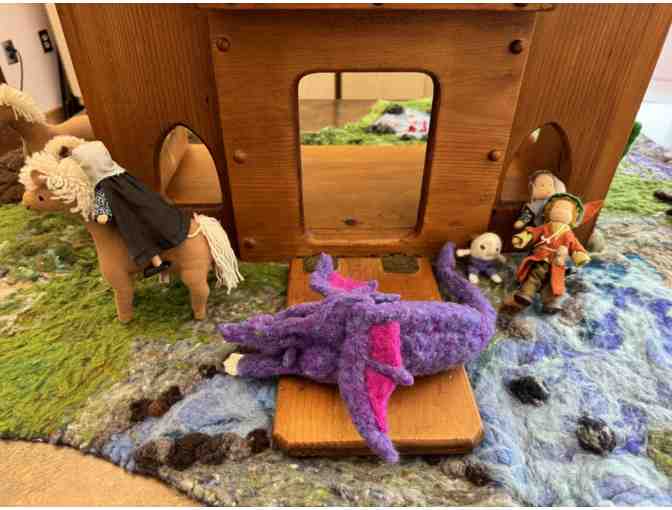 Wooden Fairy Tale Castle and Wool Felt Playmat