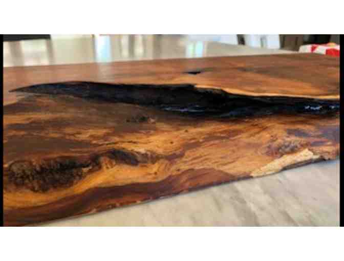 Custom wood serving block made by Neiko Pagaduan of Timber Library