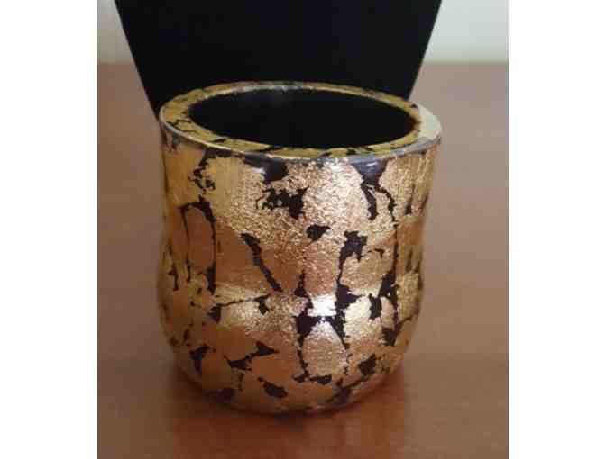 Iris Apfel Wide Black & Gold metalic bangle bracelet