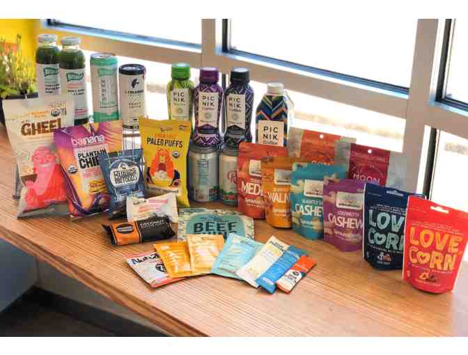 $50 Gift Card to Snap Kitchen plus a reusable tote full of healthy snacks