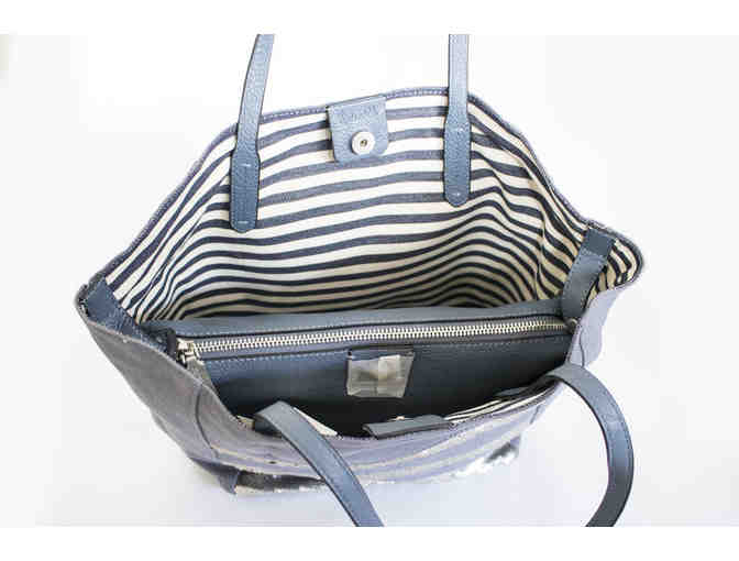 Splendid Key West Sequined Tote Bag in Navy Blue