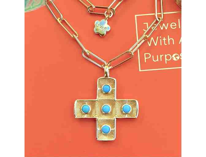 Santorini Faith Cross & Earrings Set in Yellow Gold