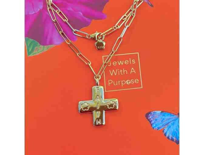 Santorini Faith Cross & Earrings Set in Yellow Gold