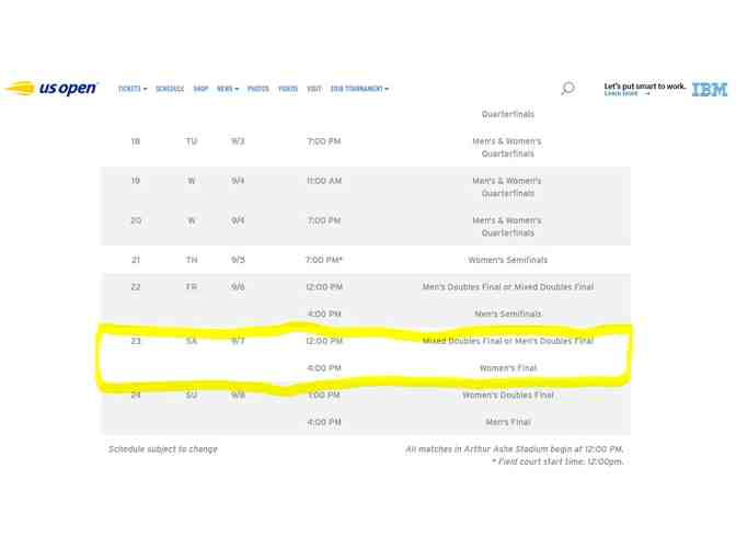 2 Tickets to the 2019 US Open Tennis
