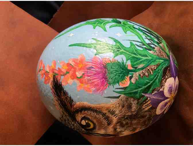 Great Horned Owl Painted Ostrich Egg