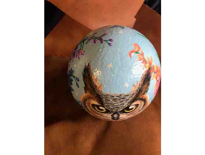 Great Horned Owl Painted Ostrich Egg