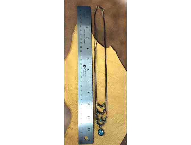 Blue and Brass Necklace and Earring Set