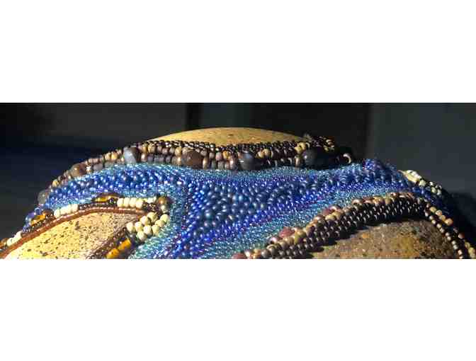 'Still Connected and Hopeful', Beaded and Painted Ostrich Egg