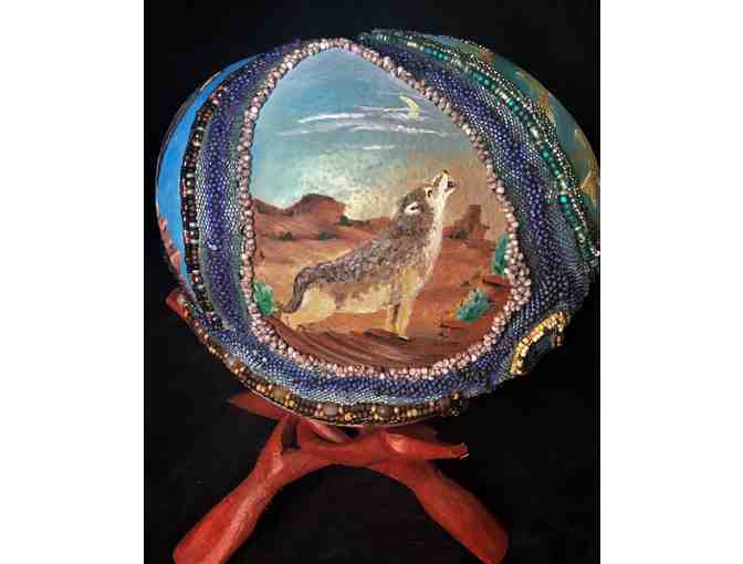 'Still Connected and Hopeful', Beaded and Painted Ostrich Egg