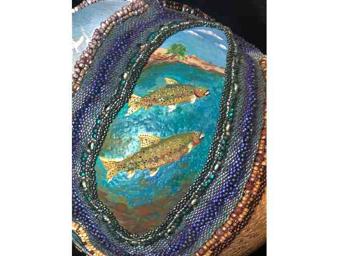 'Still Connected and Hopeful', Beaded and Painted Ostrich Egg