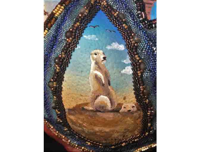 'Still Connected and Hopeful', Beaded and Painted Ostrich Egg