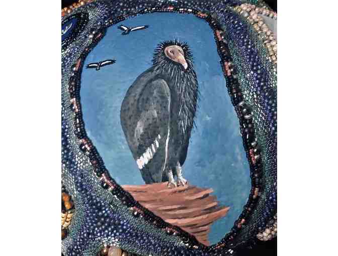 'Still Connected and Hopeful', Beaded and Painted Ostrich Egg