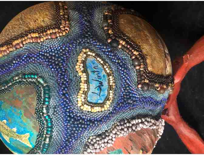 'Still Connected and Hopeful', Beaded and Painted Ostrich Egg