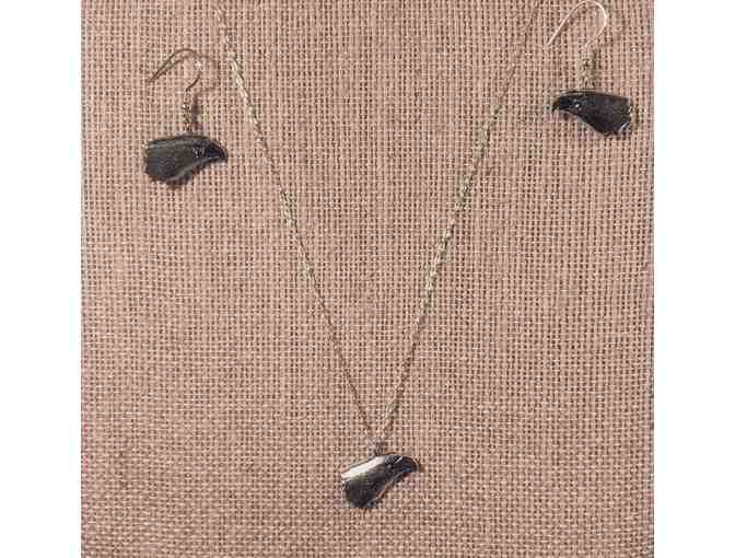 LIVE - Sterling Eagle Necklace, Earring and Pin Set with Framed Eagle Feather Painting