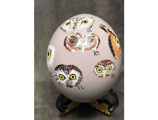 EGGS-TRAVAGANZA - 'Owl Be Watching You' Painted Ostrich Egg