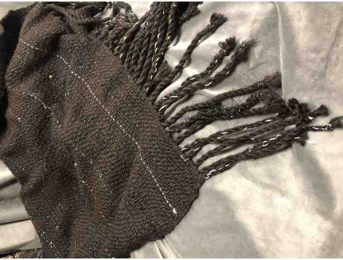 LIVE - 'Silken Dark Chocolate' Hand Woven Shawl by Judy Scherpelz