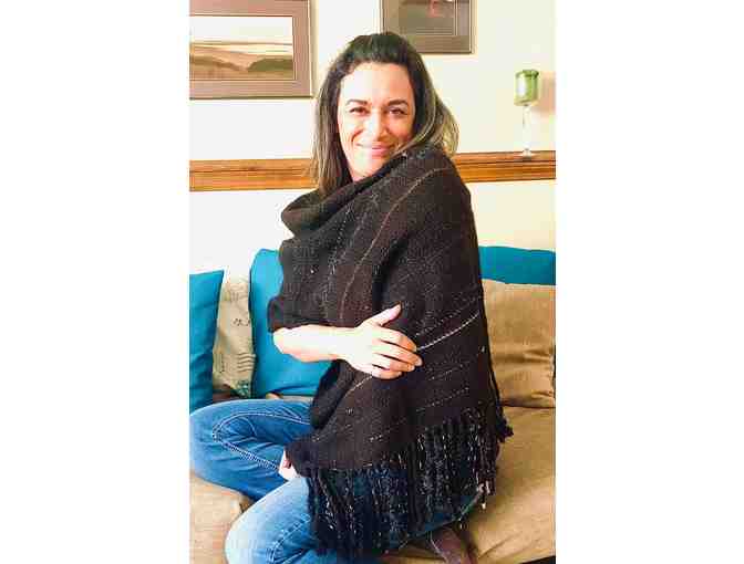 LIVE - 'Silken Dark Chocolate' Hand Woven Shawl by Judy Scherpelz