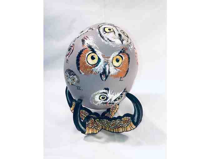 EGGS-TRAVAGANZA - 'Owl Be Watching You' Painted Ostrich Egg