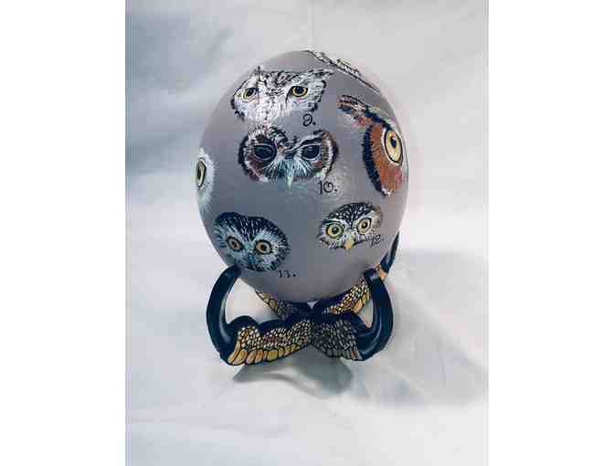 EGGS-TRAVAGANZA - 'Owl Be Watching You' Painted Ostrich Egg