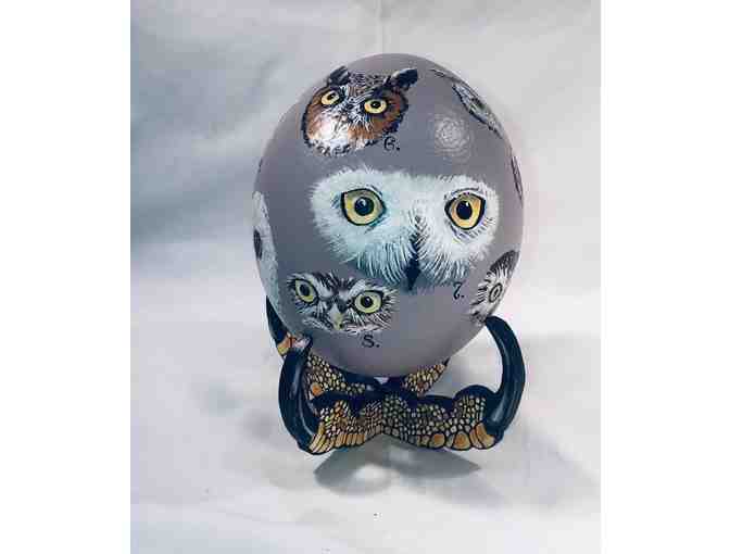 EGGS-TRAVAGANZA - 'Owl Be Watching You' Painted Ostrich Egg