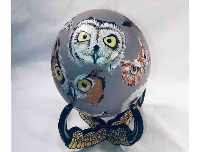 EGGS-TRAVAGANZA - 'Owl Be Watching You' Painted Ostrich Egg