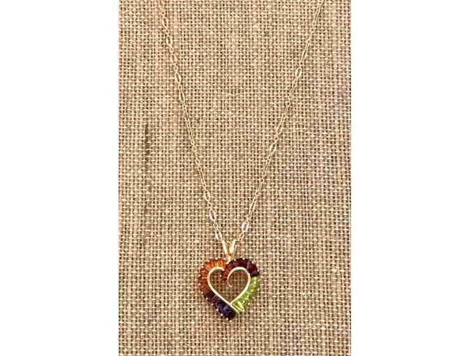 PREMIER - 14k Gold and Gemstone Heart Necklace
