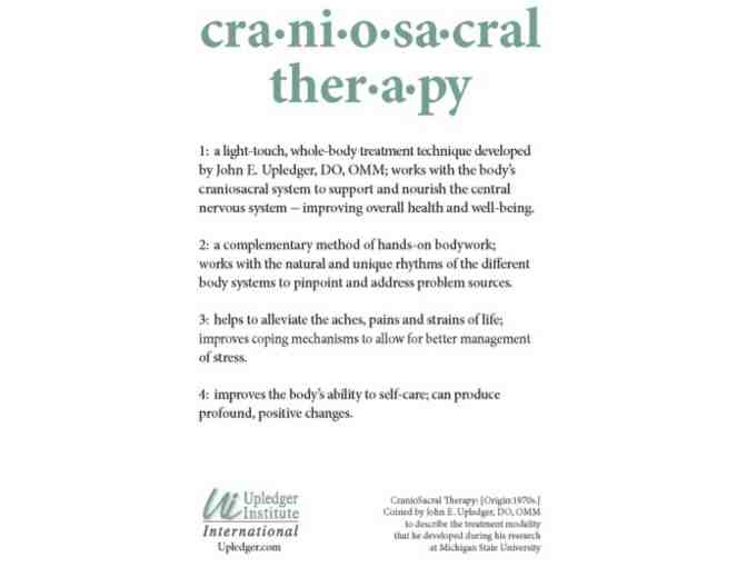 Jessica Ferrer, LMT: 2 60-minute CranioSacral Therapy sessions ($200 value)