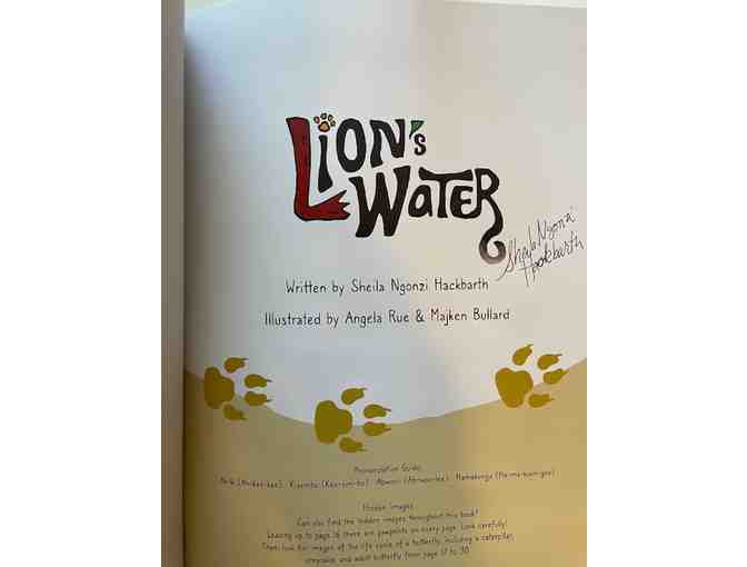 'Lion's Water' storybook autographed by author