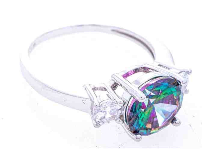 925 Sterling Silver Jewellery Set, Genuine Round Cut Mystic Topaz, Earring, Pendant & Ring