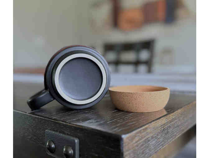 EHSI Leather Wrapped Cork Based Ceramic Mugs- set of 2
