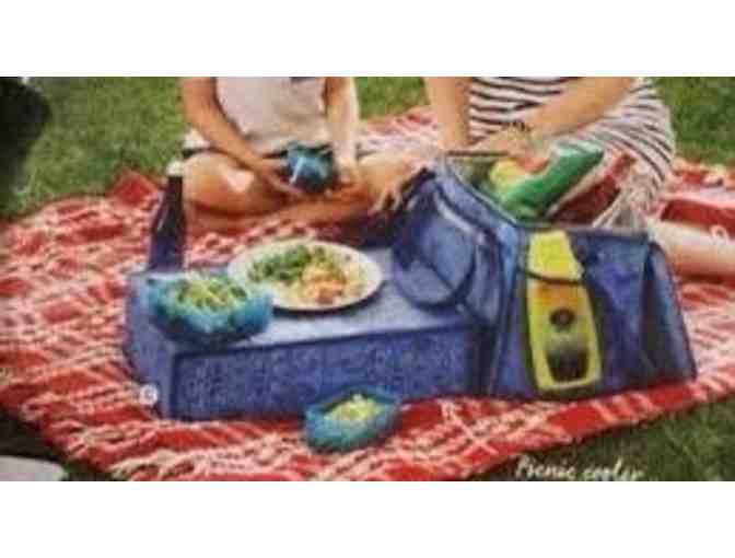 14.25' Blue Paisley Collapsible Cooler w/Pop-Up Table