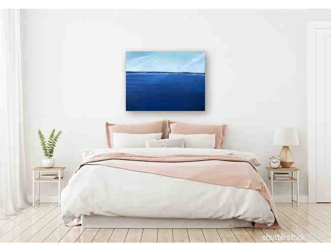 Framed Original Acrylic Abstract 'Blue Waters' by Blue Day Art