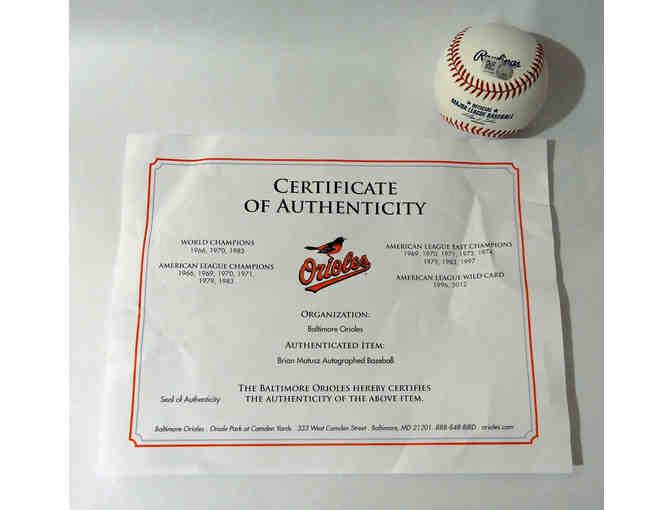 Baltimore Orioles Brian Matusz Autographed Ball w/ Certificate